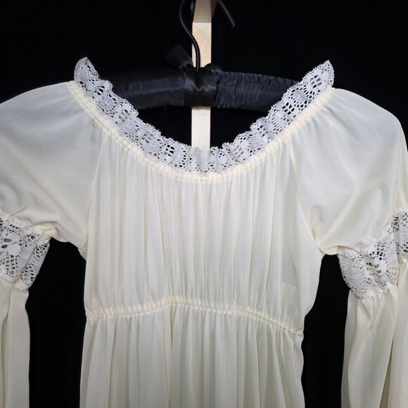 Vintage 70’s Sears Pale Yellow Maxi Nightgown Dress M (36) - Picture 9 of 11